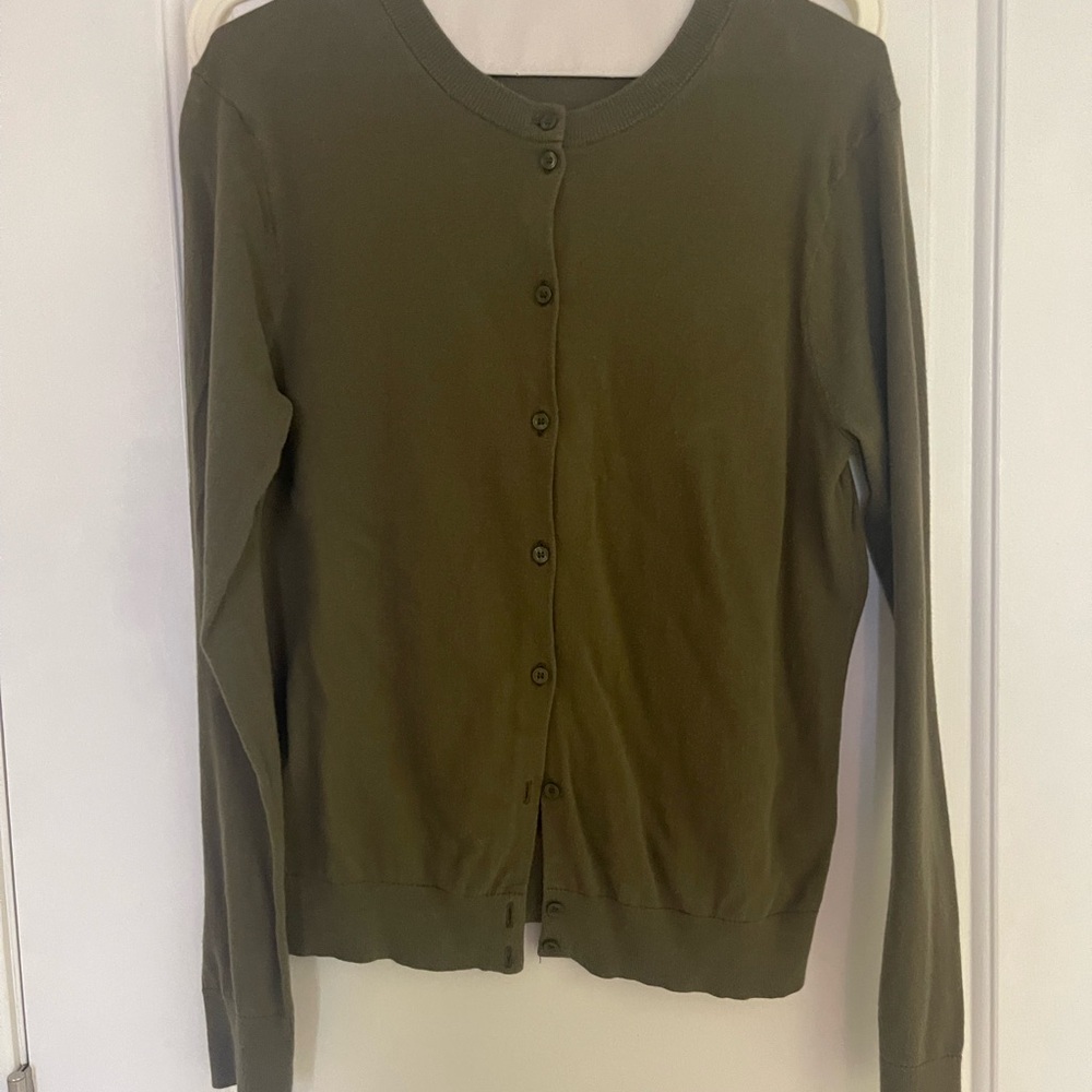 J. Crew Olive Green Cardigan Sweater Size M